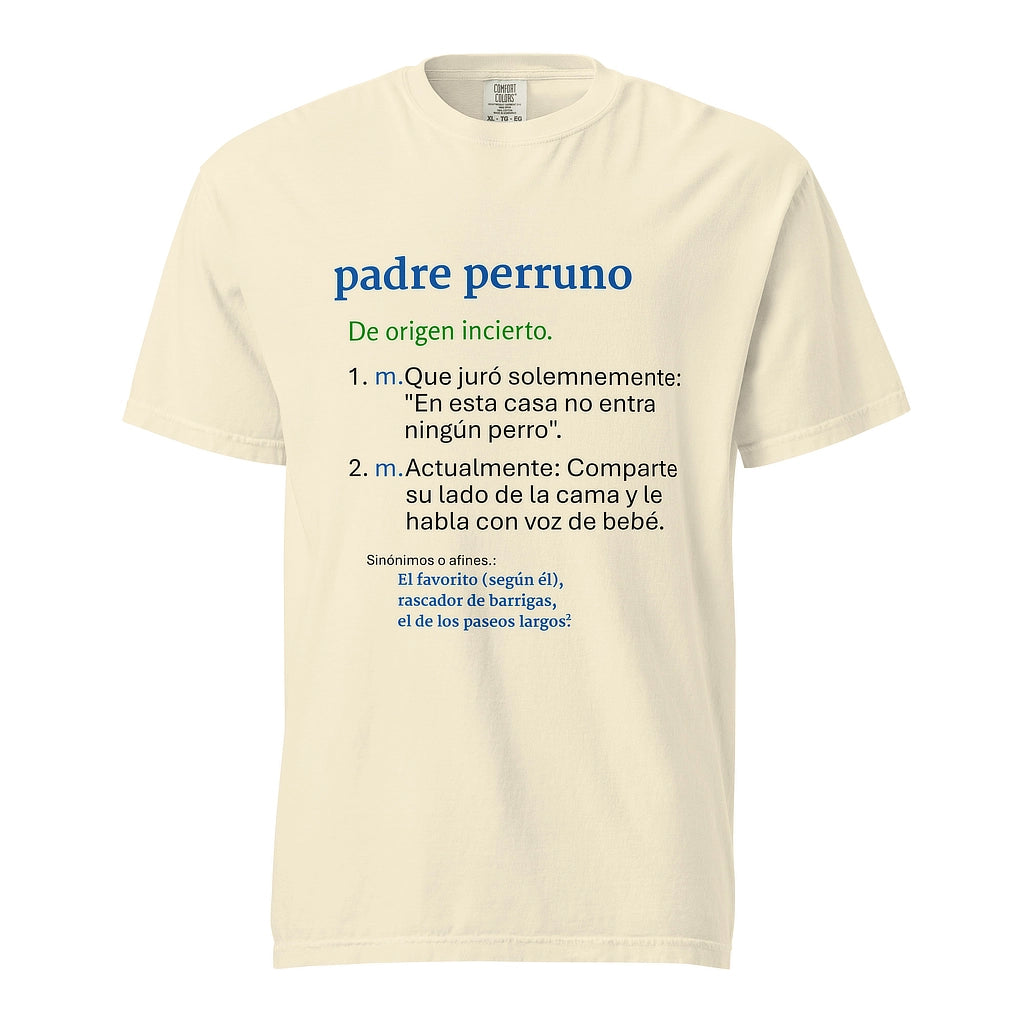 Camiseta crema vintage "Padre Perruno" de algodón grueso AnimalMania.