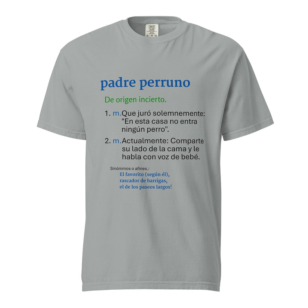 Camiseta gris vintage "Padre Perruno" de algodón grueso AnimalMania.
