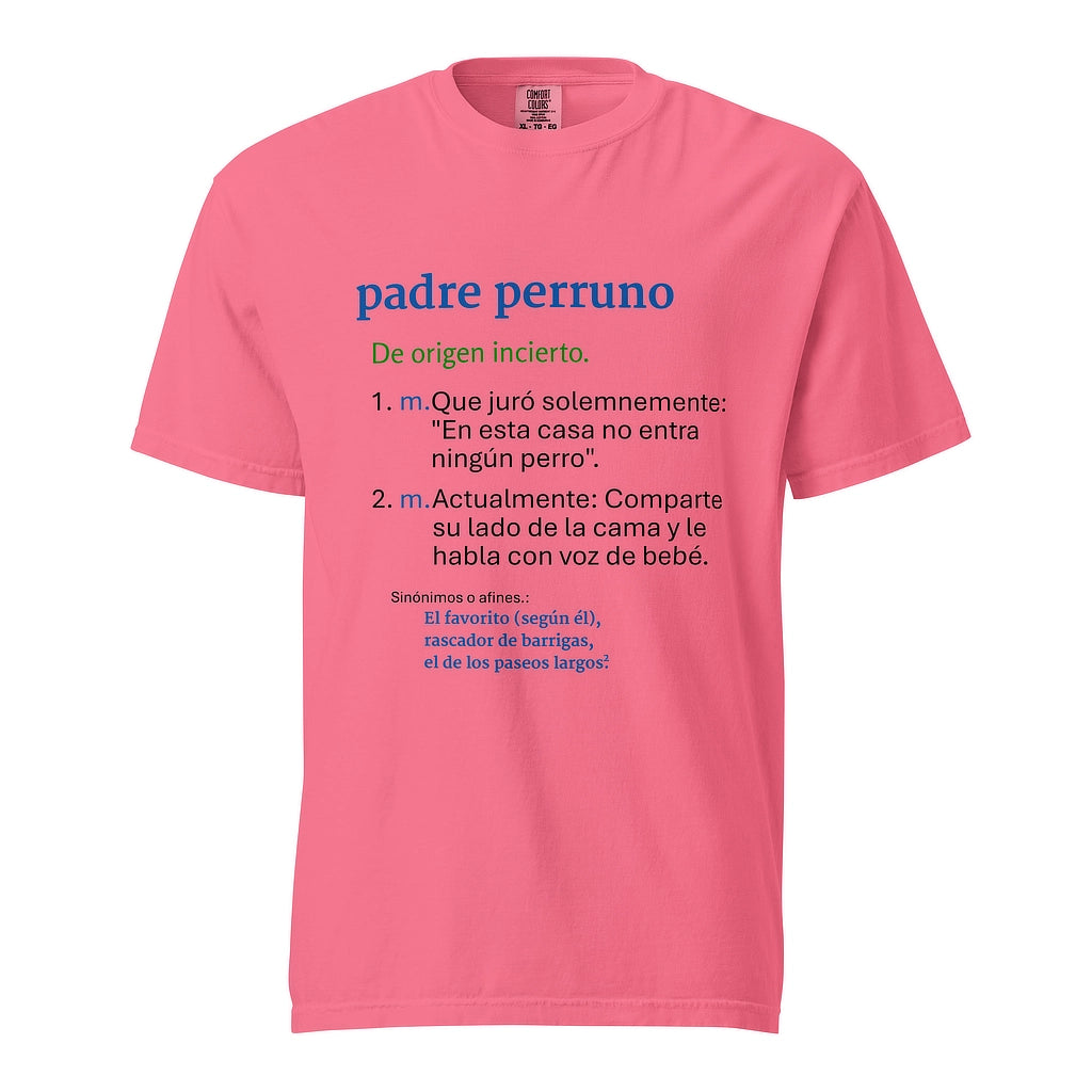 Camiseta rosa vintage "Padre Perruno" de algodón grueso AnimalMania.