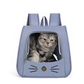 Mochila transportadora cómoda para perros y gatos pequeños color azul con gato dentro